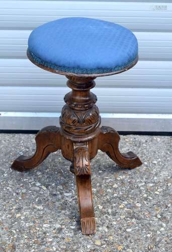 AN ANTIQUE PIANO STOOL. 54 cm high.