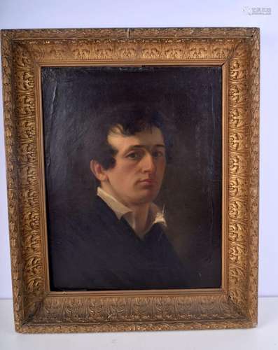 A framed 19th century English school portrait of a male, Oil...