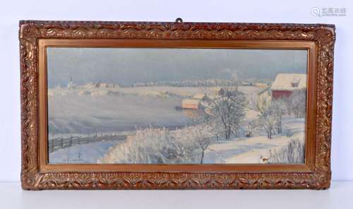 A framed oil on board of a rural scene signed H Gunderoen 30...