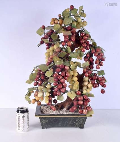 A large 20th Century Chinese hardstone and glass grape vine ...