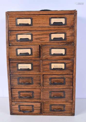 A small mid Century oak 14 drawer specimen chest 44 x 28 x 1...