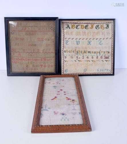 A collection of framed samplers largest 30x29 cm (3)