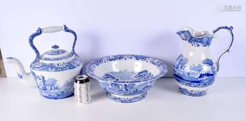 A Large Spode blue and white Tea pot together with a Spode j...