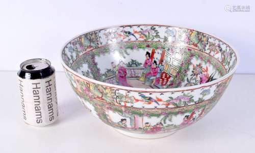 A large Chinese porcelain Famille Rose bowl decorated with f...