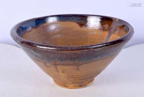 A small Chinese glazed pottery Hares foot bowl 6 x 12 cm.