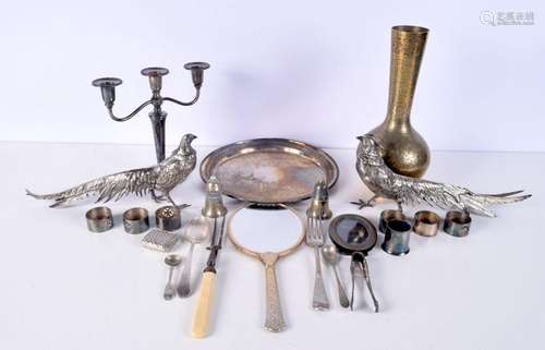 A collection of silver plated and brass items (Qty).