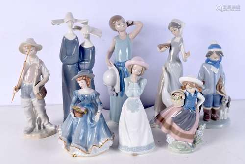 A collection of Lladro and Nao figures largest 27 cm (8)