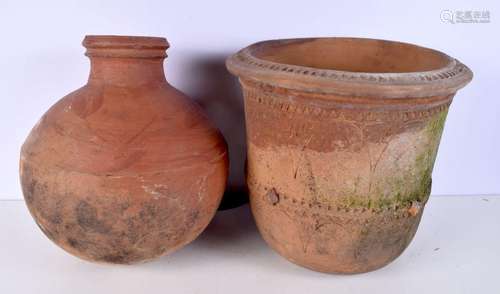 A pair of Clay pots 35 x 37cm (2).