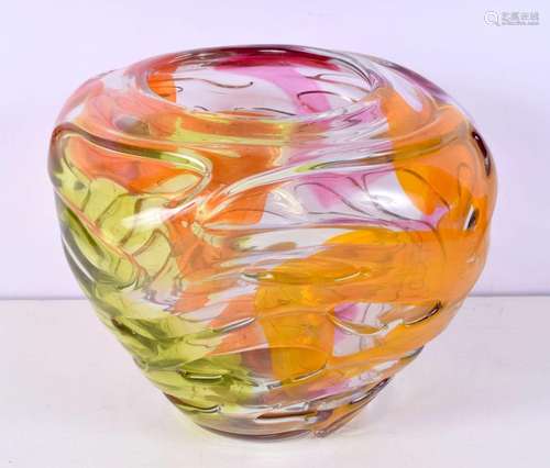 A large glass vase signed by Mihai Topescu 25 cm.