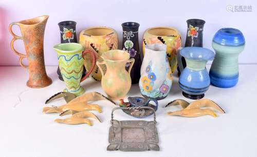 A collection of Shelly vases together with other glazed pott...