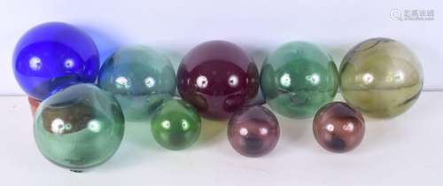 A collection of coloured glass balls (9)