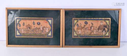 A pair of small Indian watercolours depicting a procession 1...