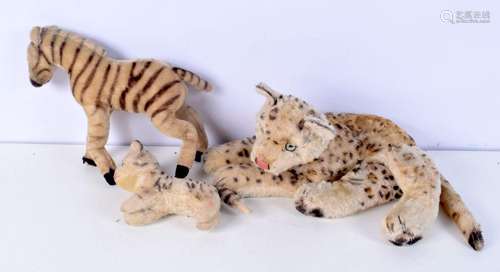 A collection of vintage soft animal toys Zebra, Tiger and Le...