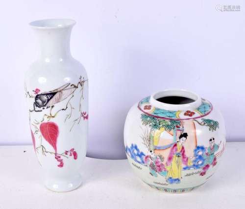 A Chinese Famille Rose ginger jar together with a Chinese wa...