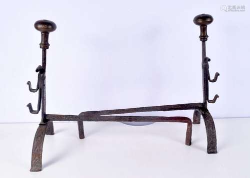 A pair of vintage cast iron fire irons 48 x 53 cm (2).