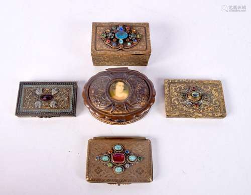 A collection of Antique trinket boxes and ladies card holder...