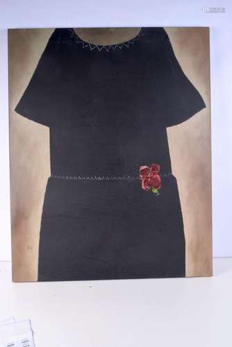 A large oil on canvas After August Sander , black dress sign...