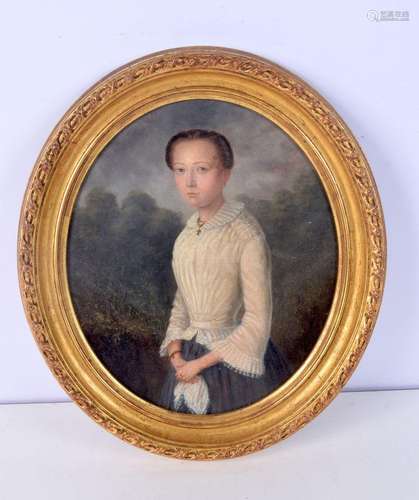 A 19th Century European School Framed oil on board of a fema...