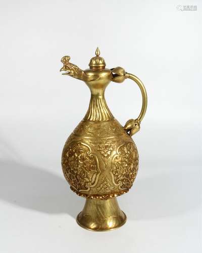 Gilt bronze golden phoenix pot