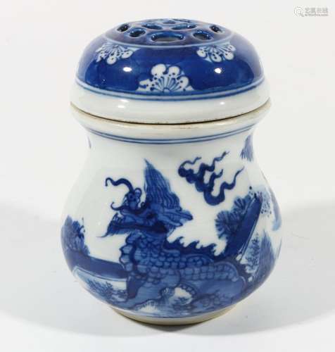 Blue and white unicorn pattern cricket jar