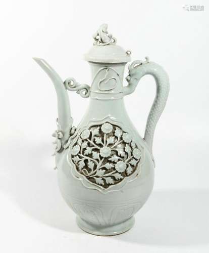 White glaze carved pot