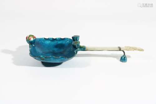 Burning blue pen wash show jade handle