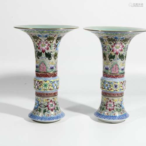 A pair of pastel goblets