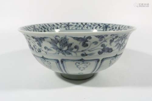 Big bowl with blue and white lion and phoenix pattern