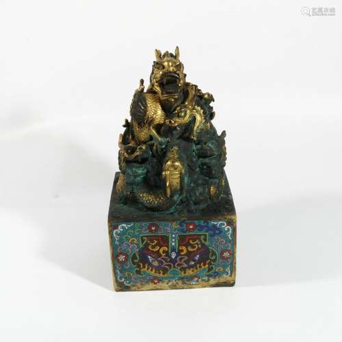 Gilt Bronze Kowloon Cloisonne Seal