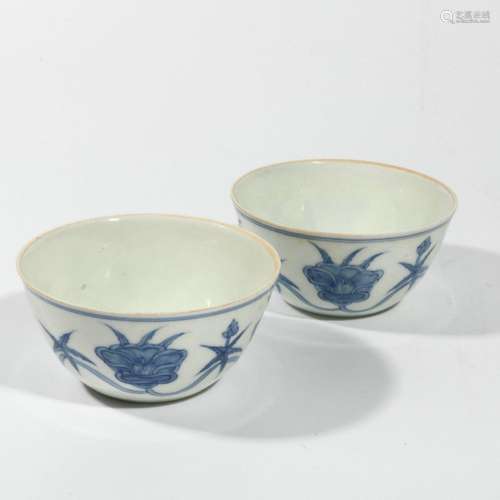 Blue and white flower pattern cup