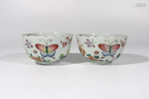 A pair of pastel melon bowls