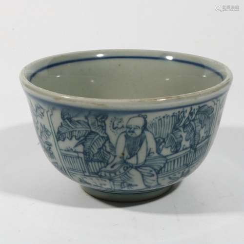 blue and white character bowl