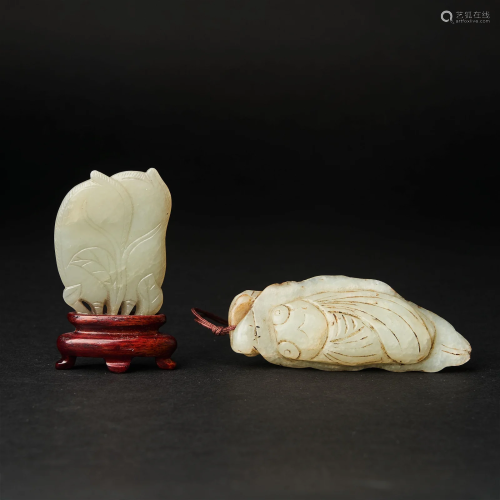 Two White Jade Carvings, Qing Dynasty, 19th Century, 清 十九...