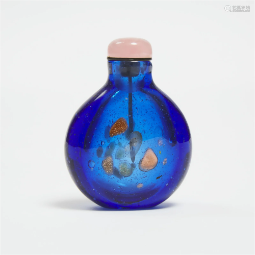 A Sapphire Blue Glass 'Aventurine-Splashed' Snuff ...
