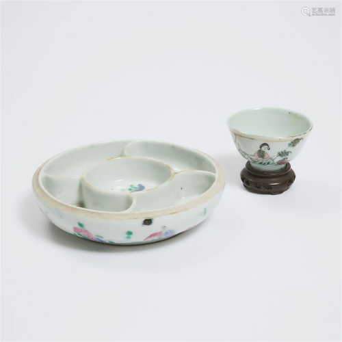 A Famille Rose Sweetmeat Dish, Jiaqing Mark, Together With