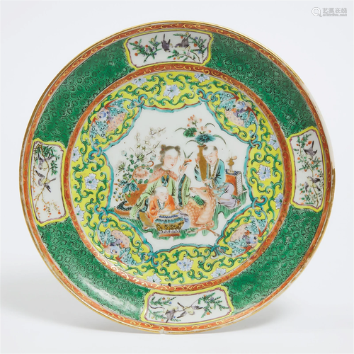 A Famille Verte 'Magu and Entourage' Dish, Qing Dy...