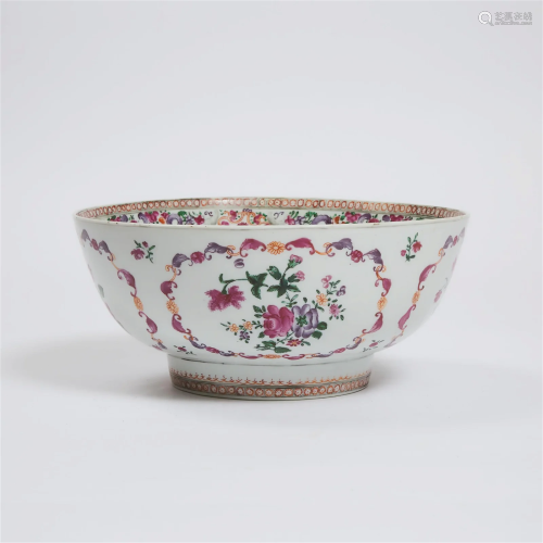 A Chinese Export Famille Rose Punch Bowl, Qianlong Period,
