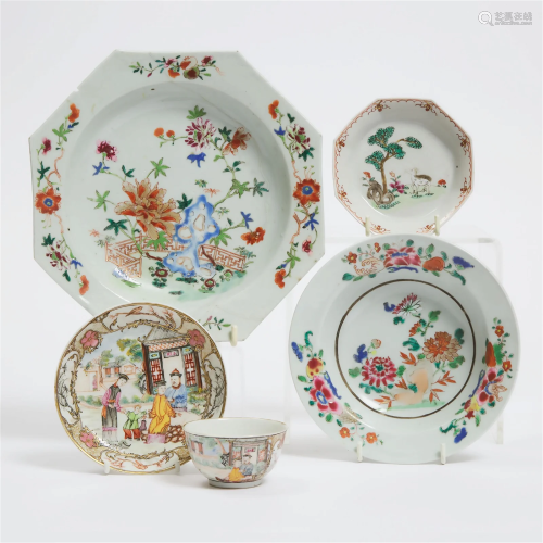 A Chinese Export Famille Rose 'Figural' Cup and Sa...