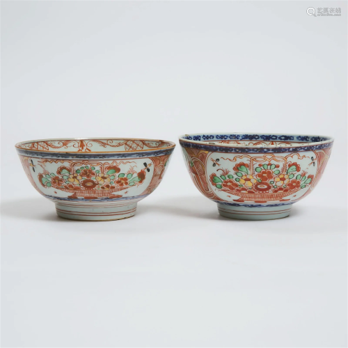 A Pair of Export Imari-Style Bowls, 18th/19th Century, 十八/...