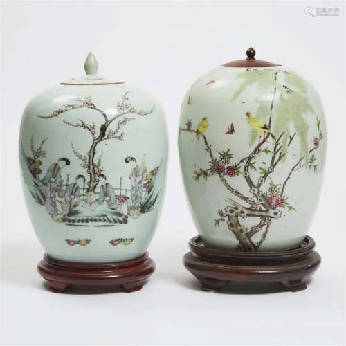 Two Enameled Porcelain Jars With Covers, Republican Period,