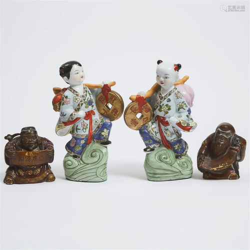 A Group of Four Porcelain Figures, 20th Century, 瓷塑人物一组