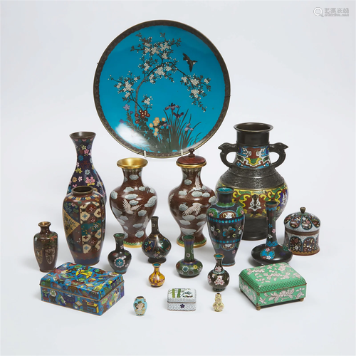 A Group of Twenty Cloisonné Vases and Wares, Early to Mid 2