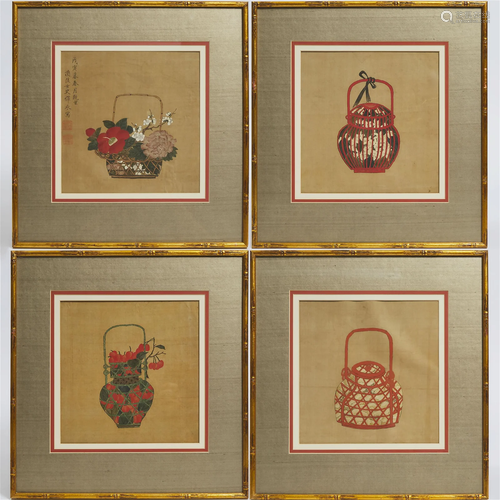 After Yun Bing (1771-1823), A Set of Four Paintings of Flow