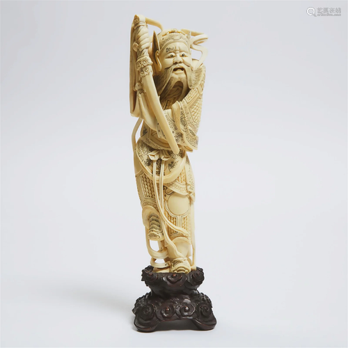 A Chinese Ivory Figure of Zhong Kui, Late 19th/Early 20th C