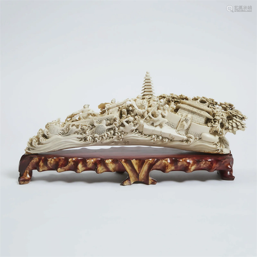 A Large Chinese Ivory 'Legend of the White Snake' ...