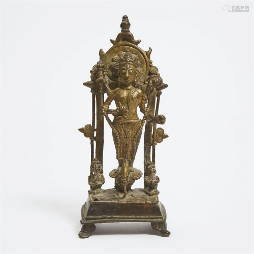 An Himachal Pradesh Bronze Figure of Kartikeya Mounted on a