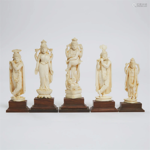 A Group of Five Indian Ivory Figures, Early 20th Century (5