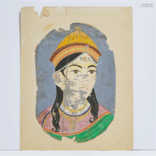 An Indian Portrait of a Princess, Possibly French Colonial