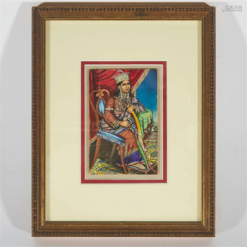 A Framed Ivory Portrait of an Indian Prince, 19th Century,