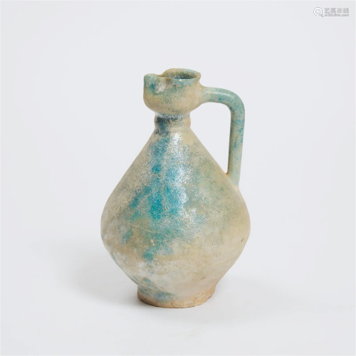 A Nishapur Turquoise-Glazed Pottery Jug, Iran, 12th/13th Ce